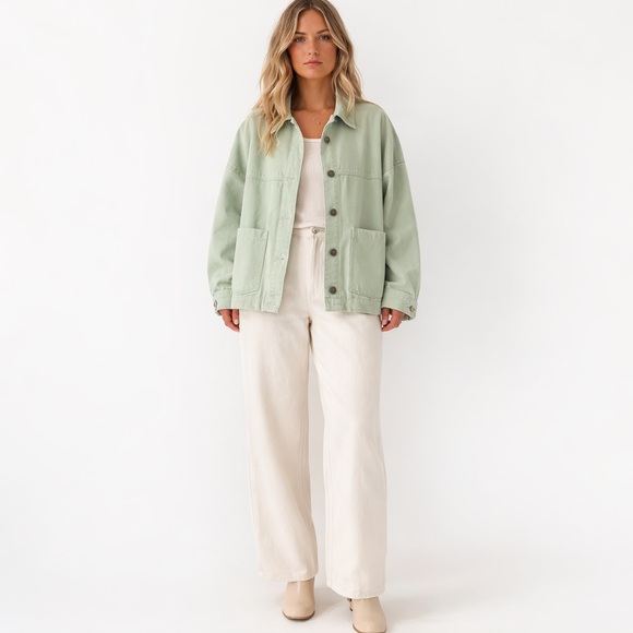 Zara Jackets & Blazers - Zara Oversized Spring Utility Jacket Size Medium Sage Green